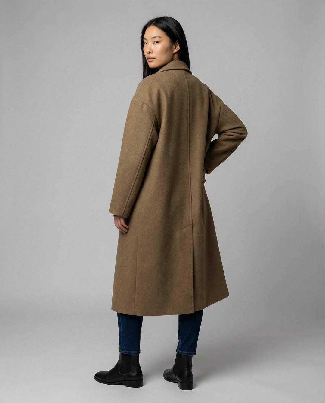 Damen Oversized Wollmantel R&B