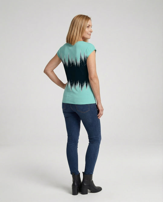 Aquarell Sommerbluse Damen Asymmetrisch