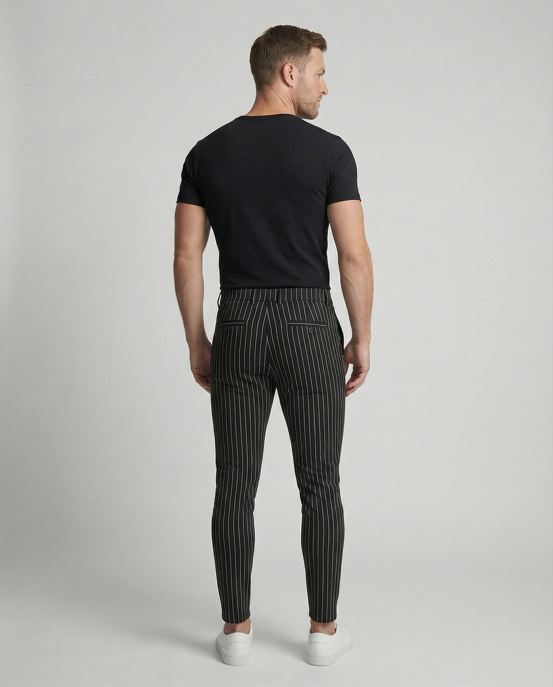 Herren stylische und bequeme Slim-Fit Hose mit gestreiftem Design R&B