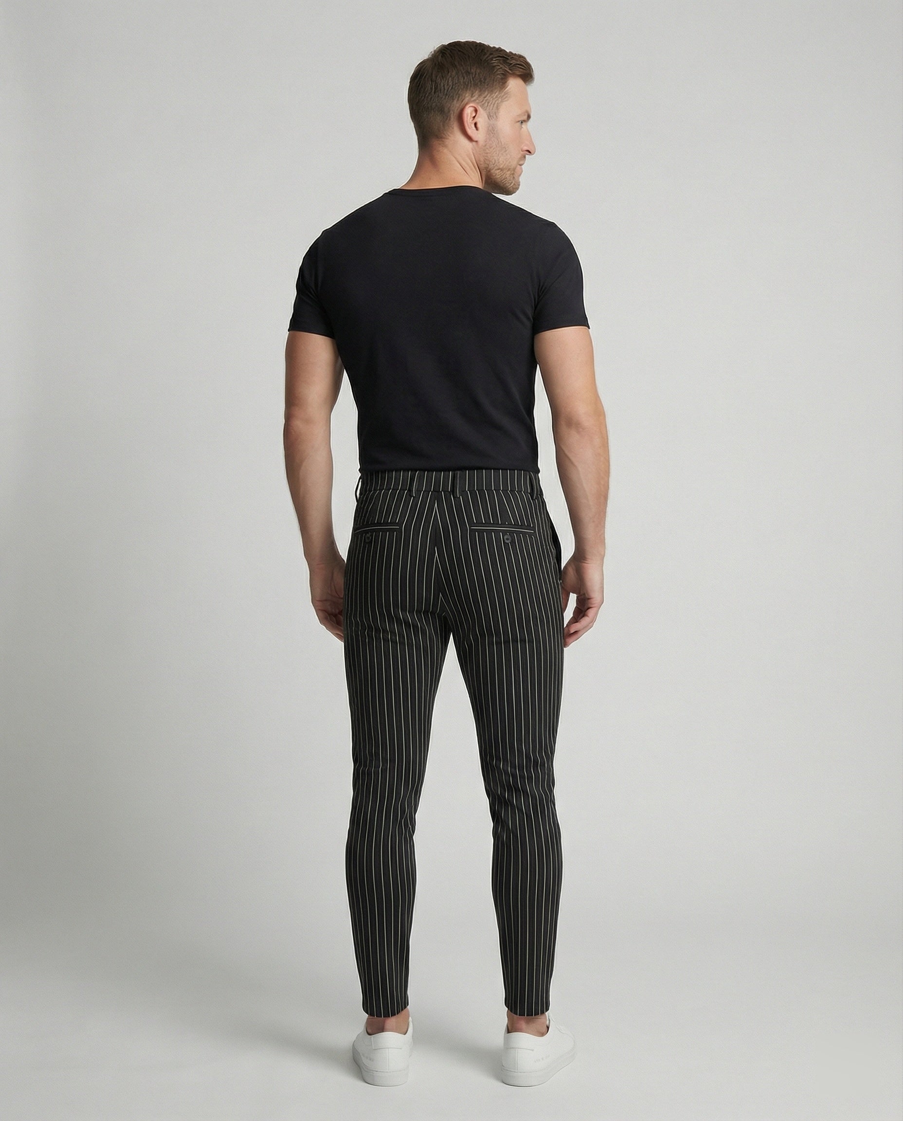 Herren stylische und bequeme Slim-Fit Hose mit gestreiftem Design