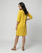 Damen Leinenkleid mit lockerer Passform und elegantem V-Ausschnitt