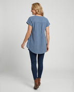 Freizeitkleid Damen Musselin Tunika