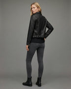 Damen Kunstleder Bikerjacke mit modernen Details