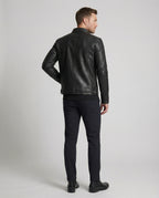 Herren Elegante Kunstlederjacke mit Steppdetails