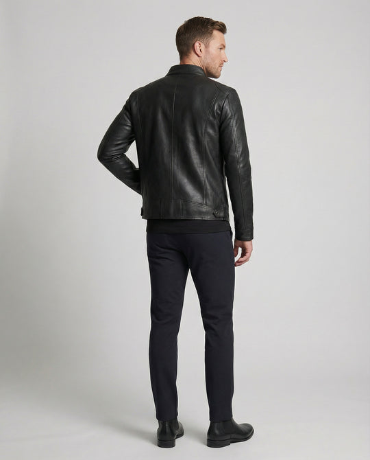 Herren Elegante Kunstlederjacke mit Steppdetails