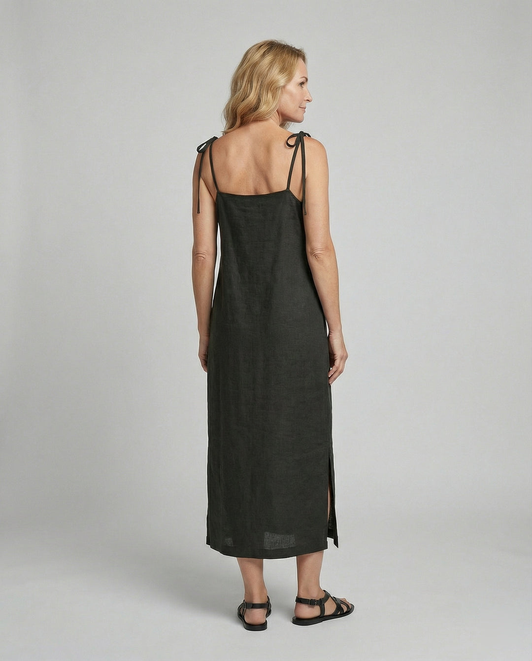 Damen Leinenkleid luftig mit Taschen