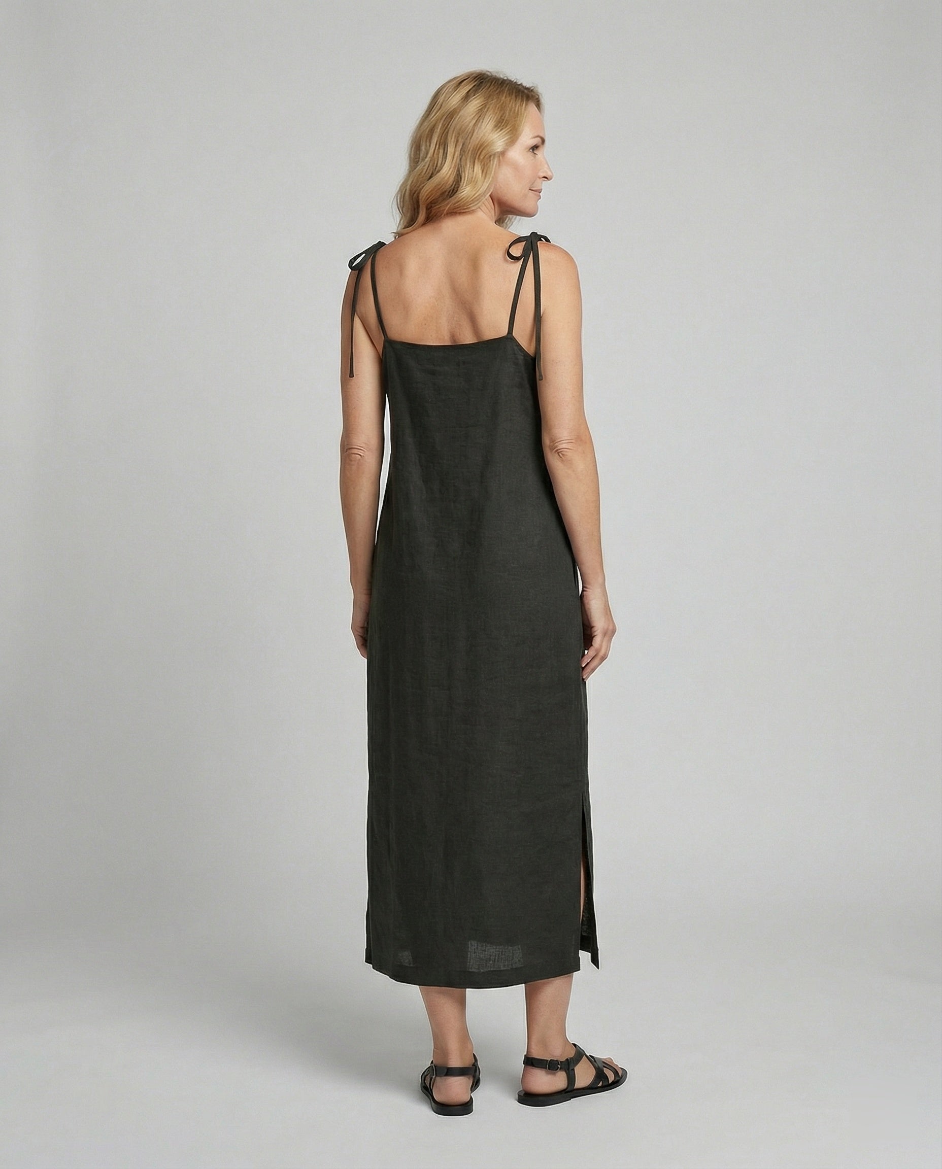 Damen Leinenkleid luftig mit Taschen