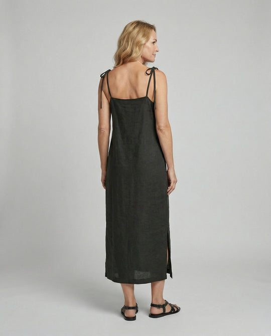 Damen Leinenkleid luftig mit Taschen