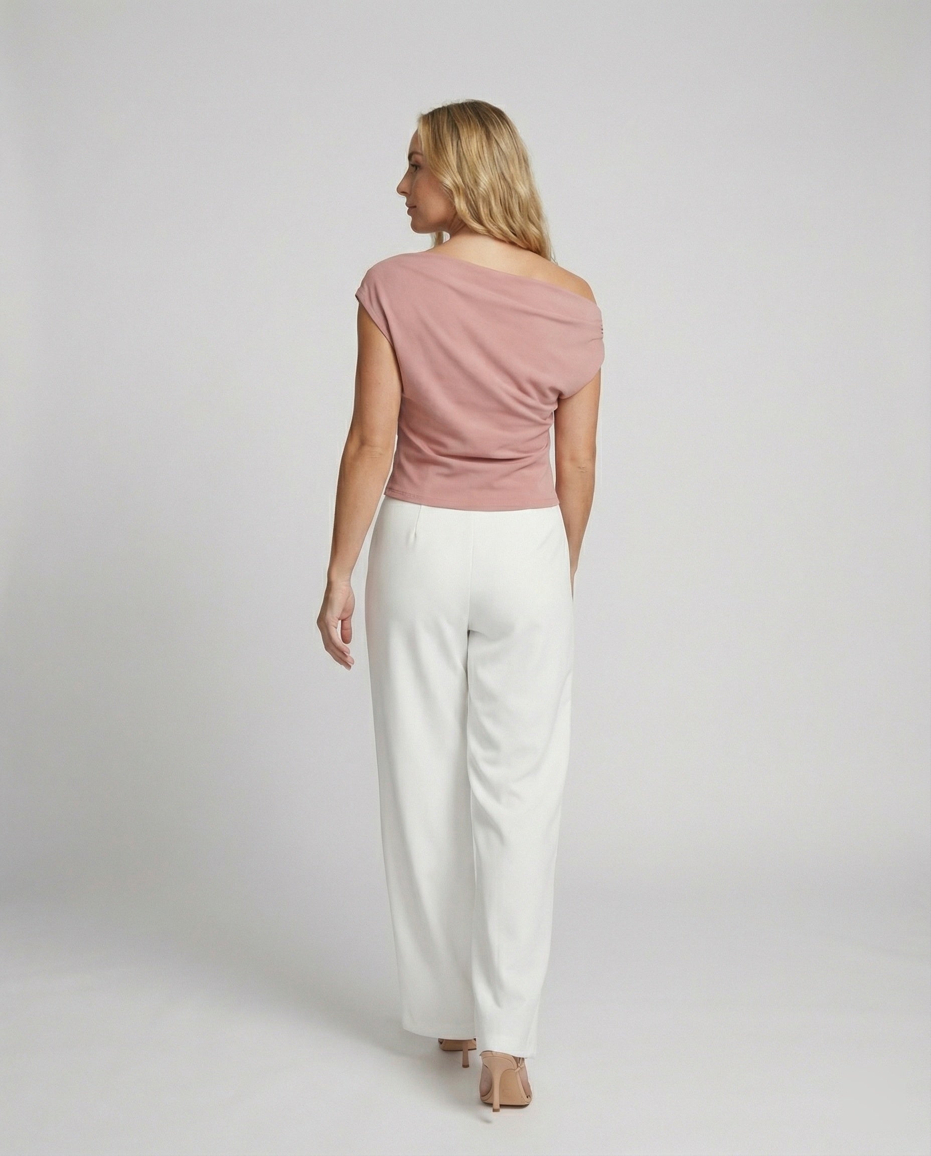 Damen Elegantes Drapiertes Oberteil mit asymmetrischem Schnitt R&B