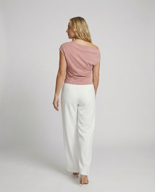 Damen Elegantes Drapiertes Oberteil mit asymmetrischem Schnitt R&B