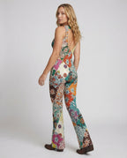 R&B | Floral Gespalten Denim Jumpsuit