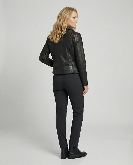 Damen Lederjacke Schwarz Blouson