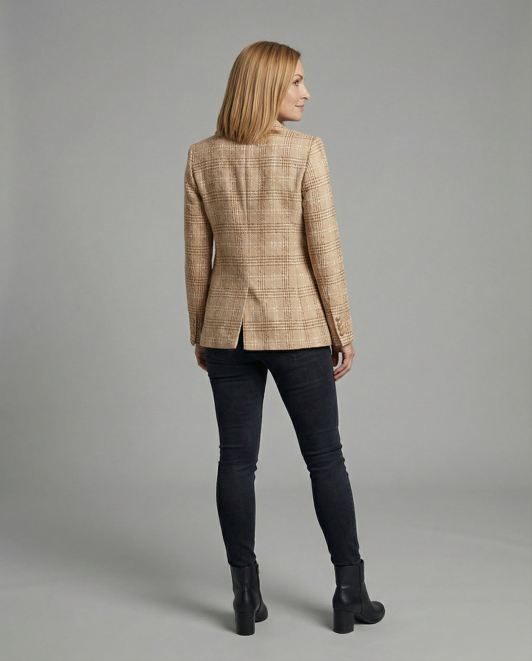 Damen Blazer Tweed Doppelreiher