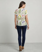 V-Ausschnitt Bluse Leinenoptik Damen