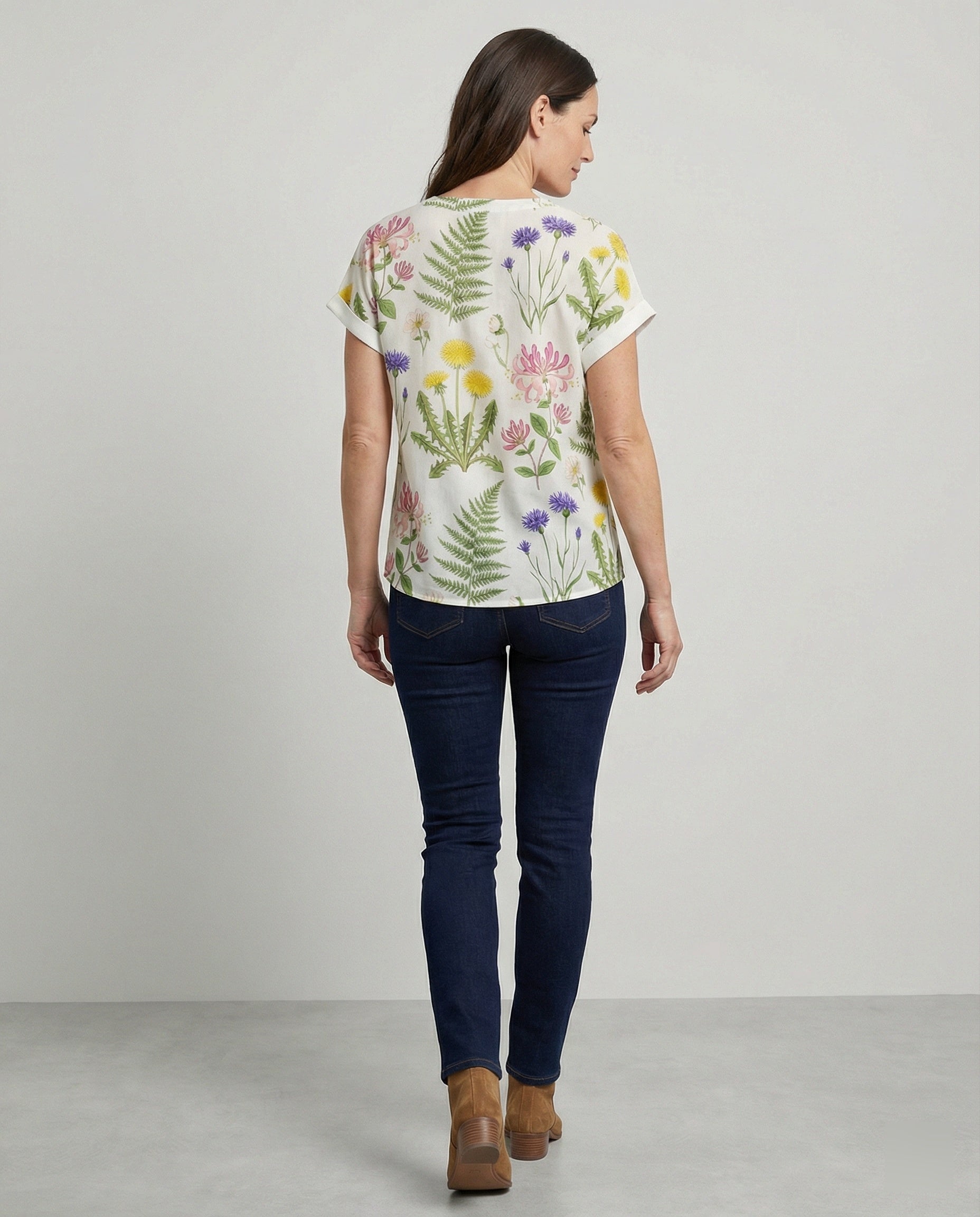 V-Ausschnitt Bluse Leinenoptik Damen