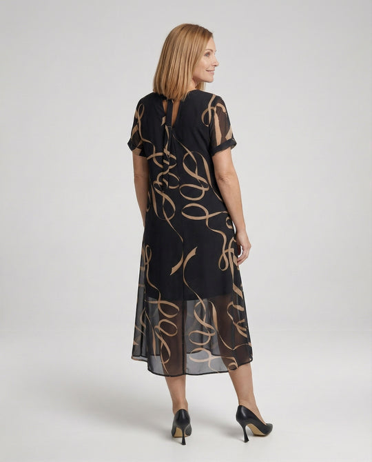 Freizeitkleid Damen Midikleid Chiffon A-Linie V-Ausschnitt