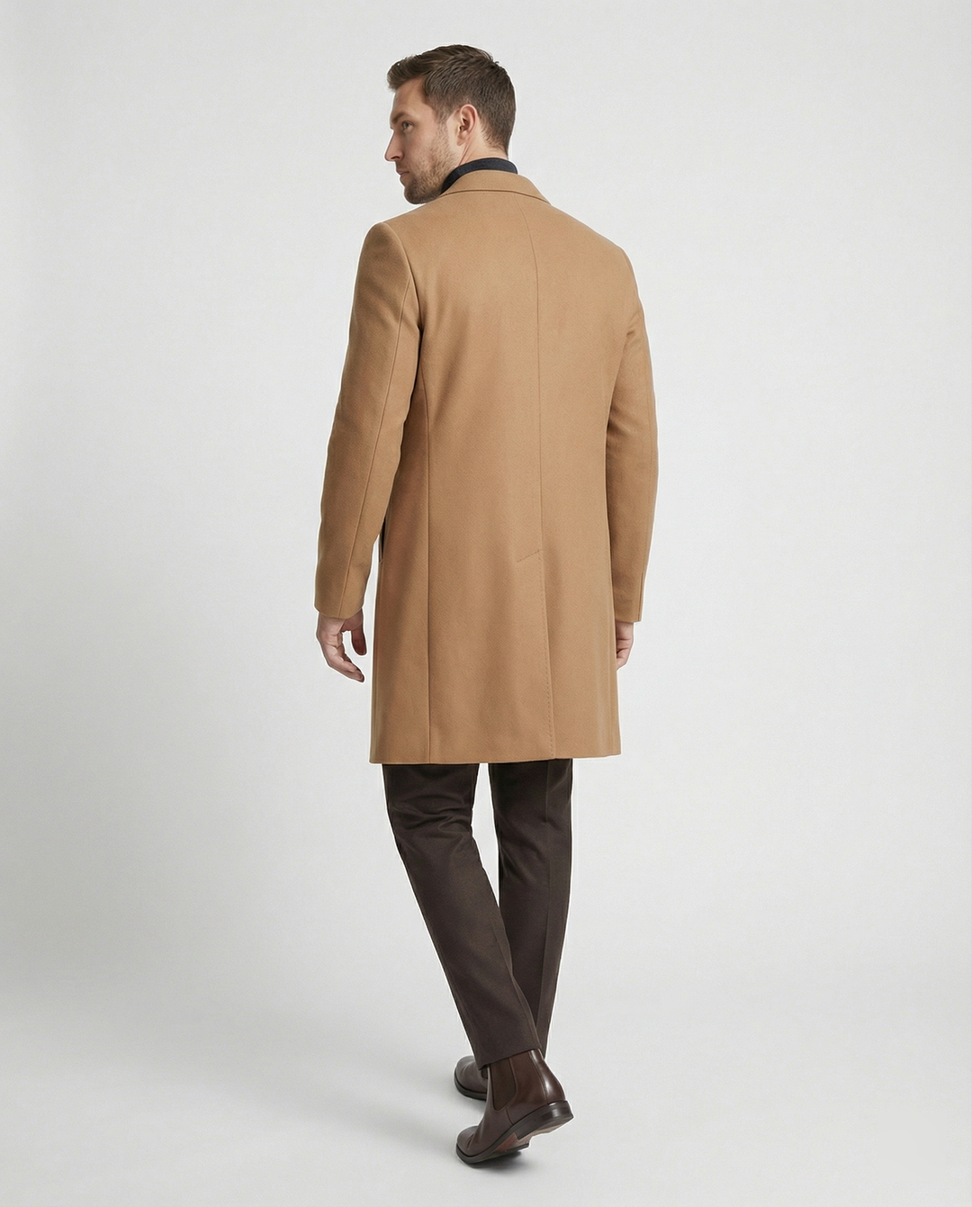 Herren eleganter Wollmantel mit klassischem Revers und praktischen Taschen R&B