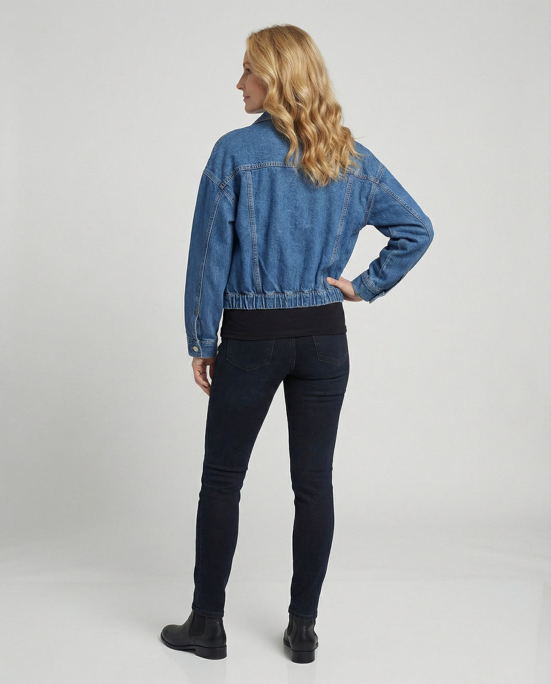 Damen Jeansjacke Oversize mit Reißverschluss