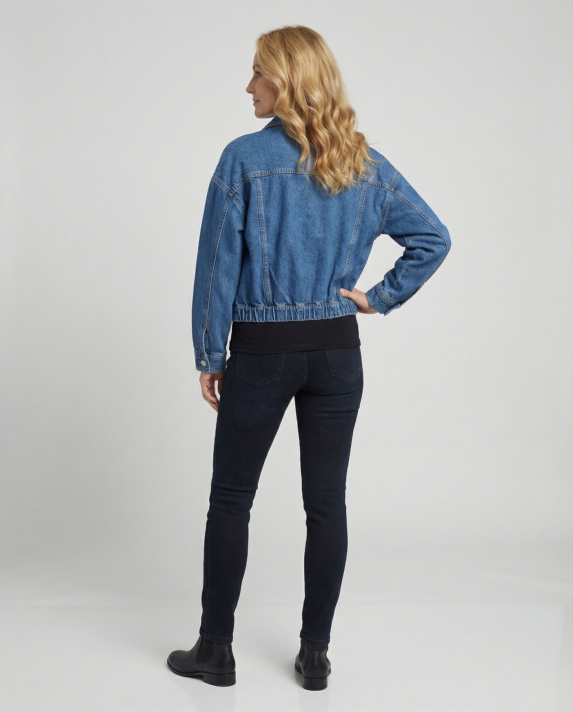 Damen Jeansjacke Oversize mit Reißverschluss