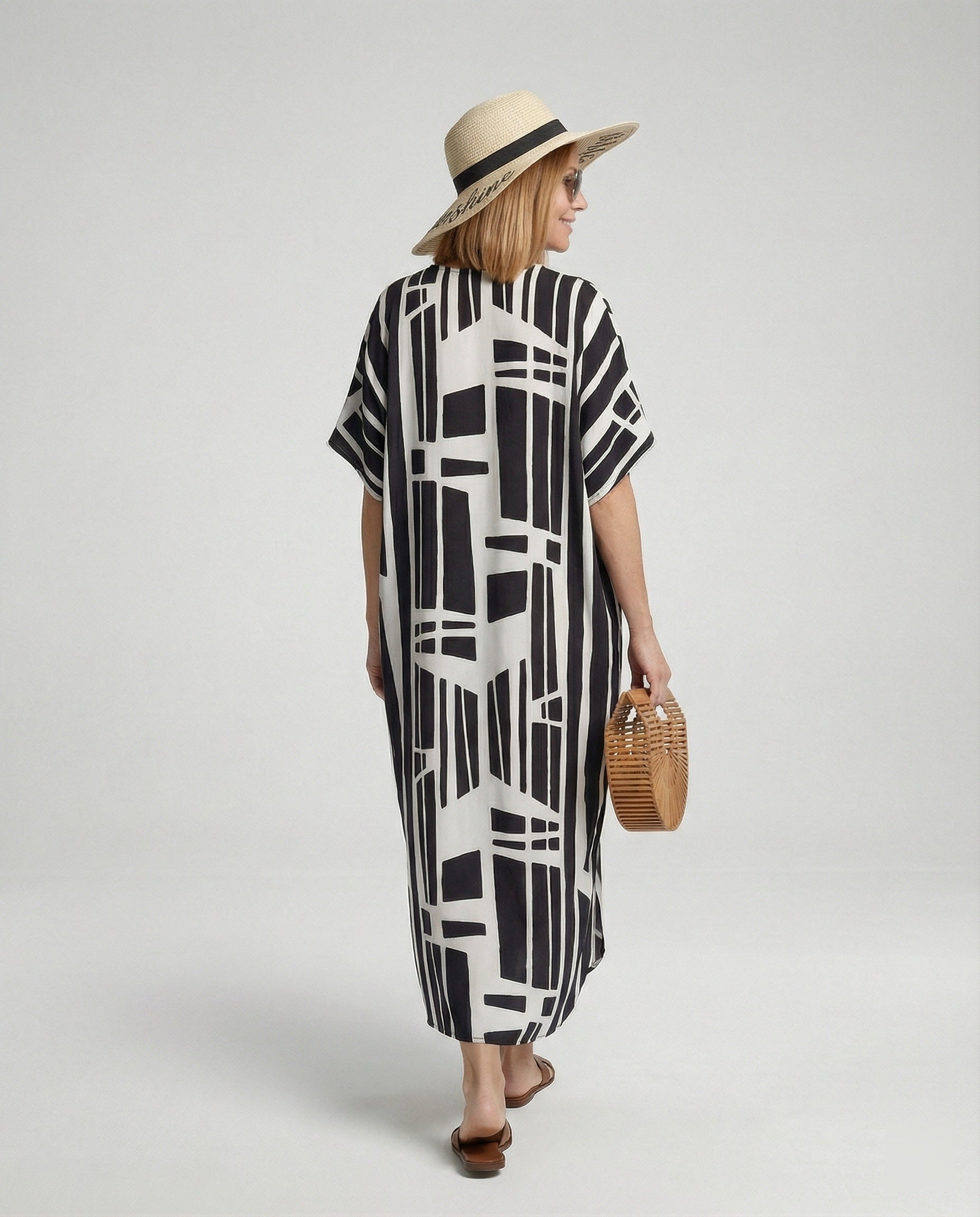Damen Strandkleid Kimono mit Gürtel