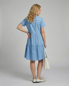 Damen Kleid mit kurzen Ärmeln und Taschen