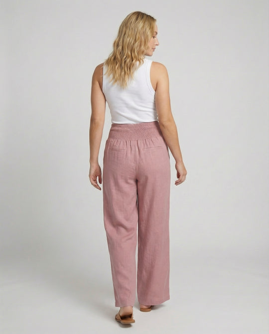 Damen Luftige Leinenhose mit elastischem Bund und Weitschnitt R&B
