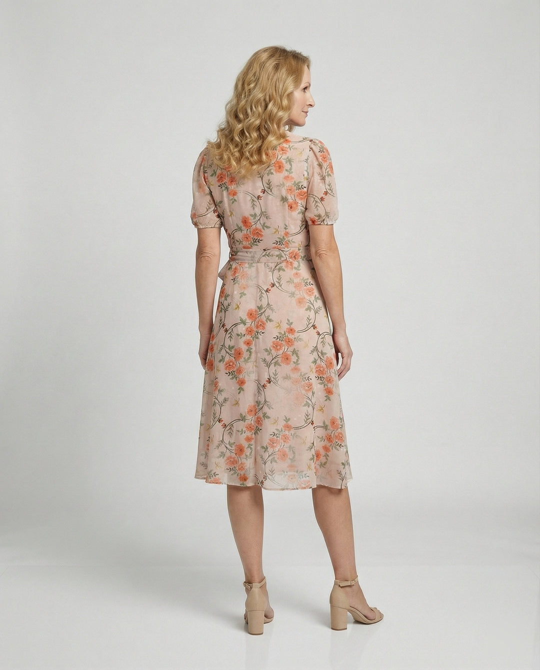Damen Midikleid Wickeloptik floral