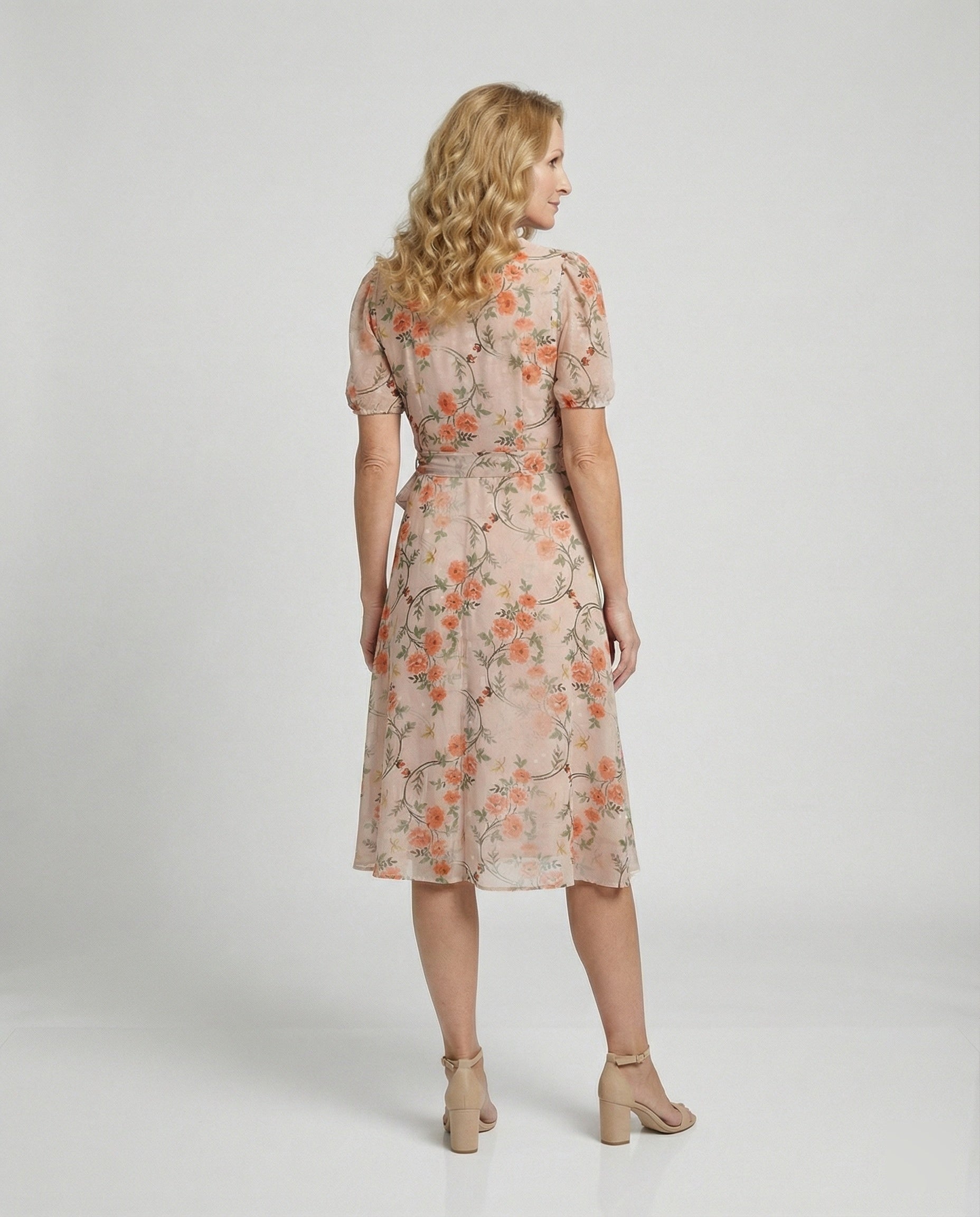 Damen Midikleid Wickeloptik floral