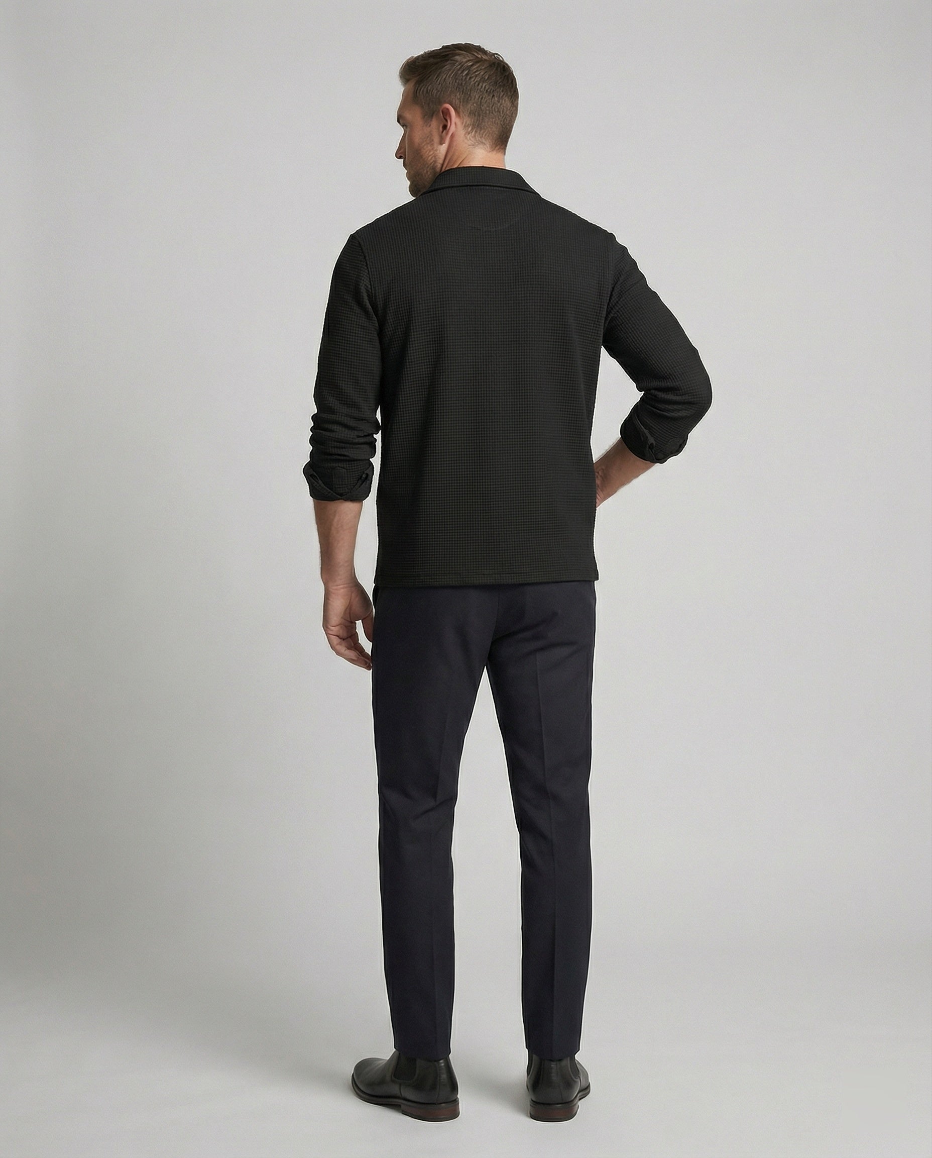 Herren Eleganter Langarmshirt mit strukturierter Oberflächenbeschaffenheit und hochwertigem Reißverschluss R&B