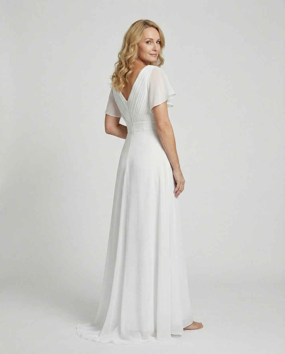 Damen Maxikleid Chiffon elegant plissiert