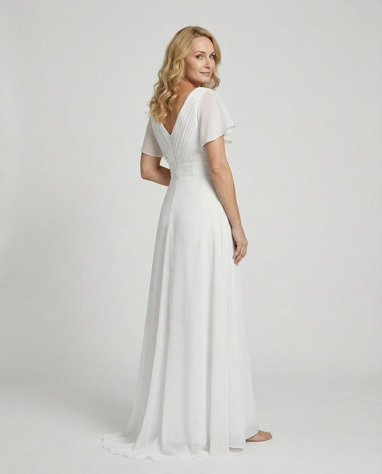 Damen Maxikleid Chiffon elegant plissiert