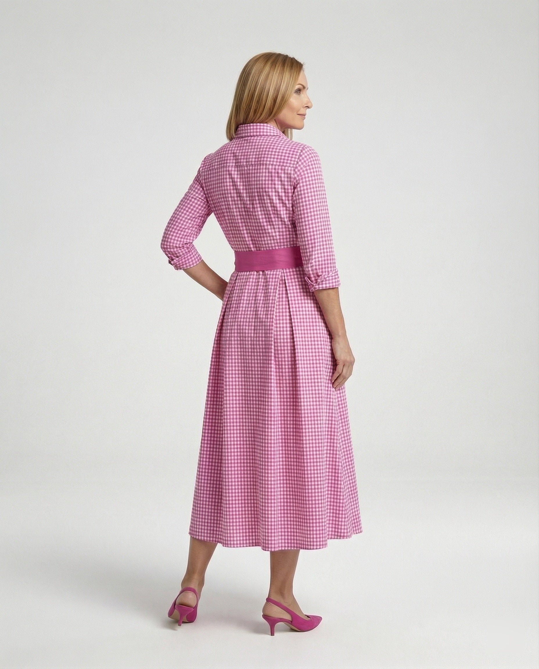 Damen Wickelkleid Midi Hemdlook