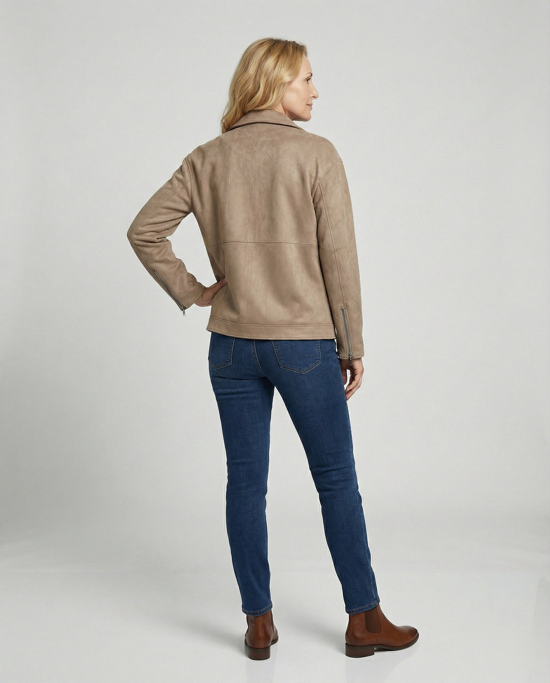 Braune Lederjacke Damen Veloursleder