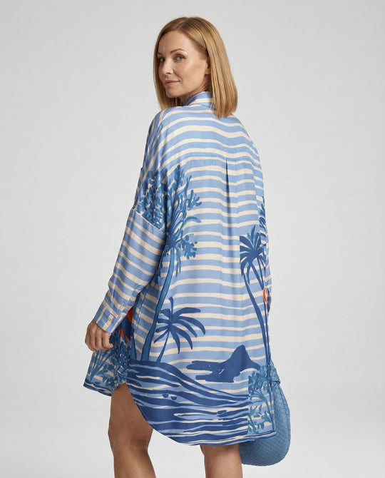 Damen Tunika Hemdkleid oversized