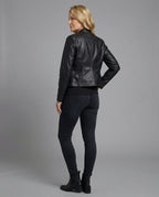 Damen Lederjacke Schwarz Bikerjacke