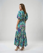 Damen Maxikleid mit Puffärmeln elegant