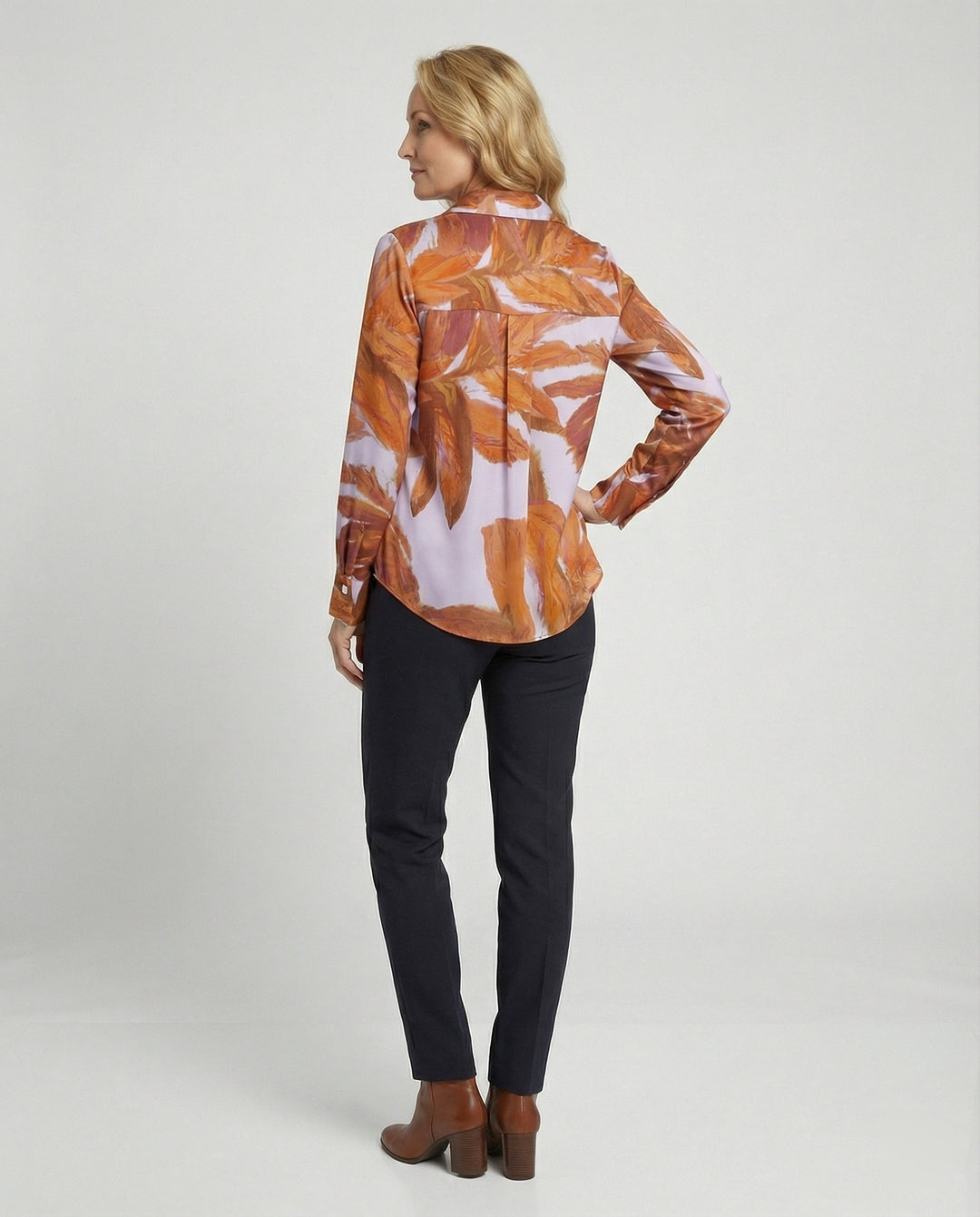 Satinbluse Mit Pinselprint Damen
