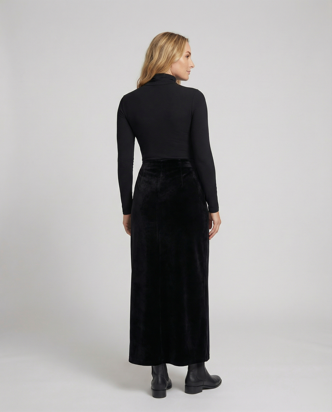 Satinrock Schwarz Damen Maxi aus hochwertigem Material