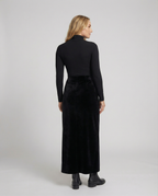 Satinrock Schwarz Damen Maxi aus hochwertigem Material