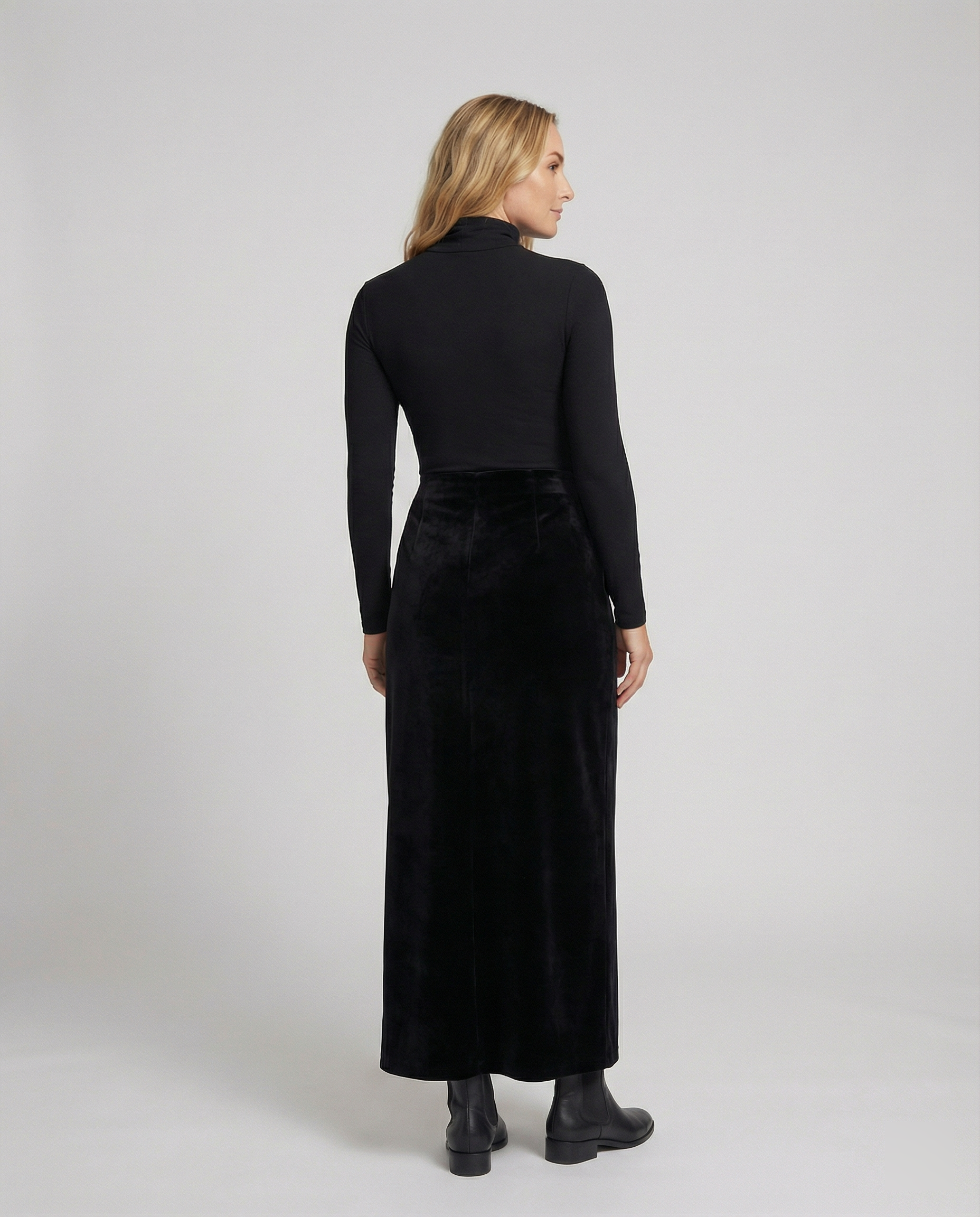 Satinrock Schwarz Damen Maxi aus hochwertigem Material