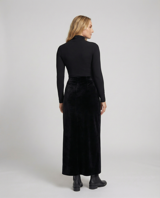 Satinrock Schwarz Damen Maxi aus hochwertigem Material