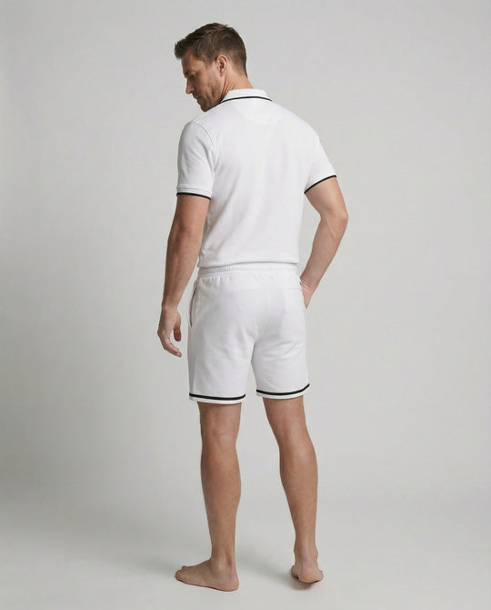 Herren Sportliches Polo- und Shorts-Set mit Kontraststreifen R&B