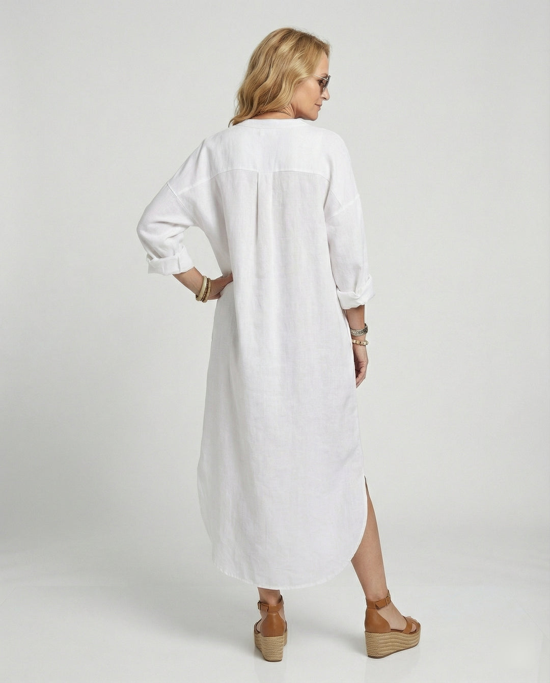 Damen Leinenkleid Kaftan lang