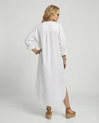 Damen Leinenkleid Kaftan lang