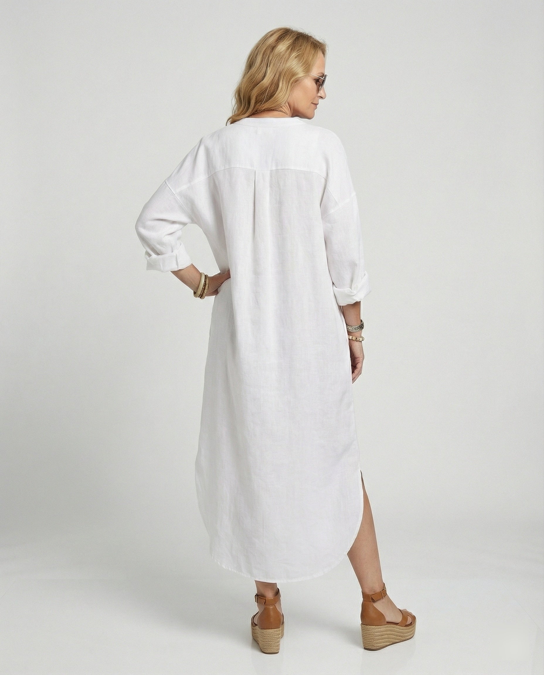 Damen Leinenkleid Kaftan lang