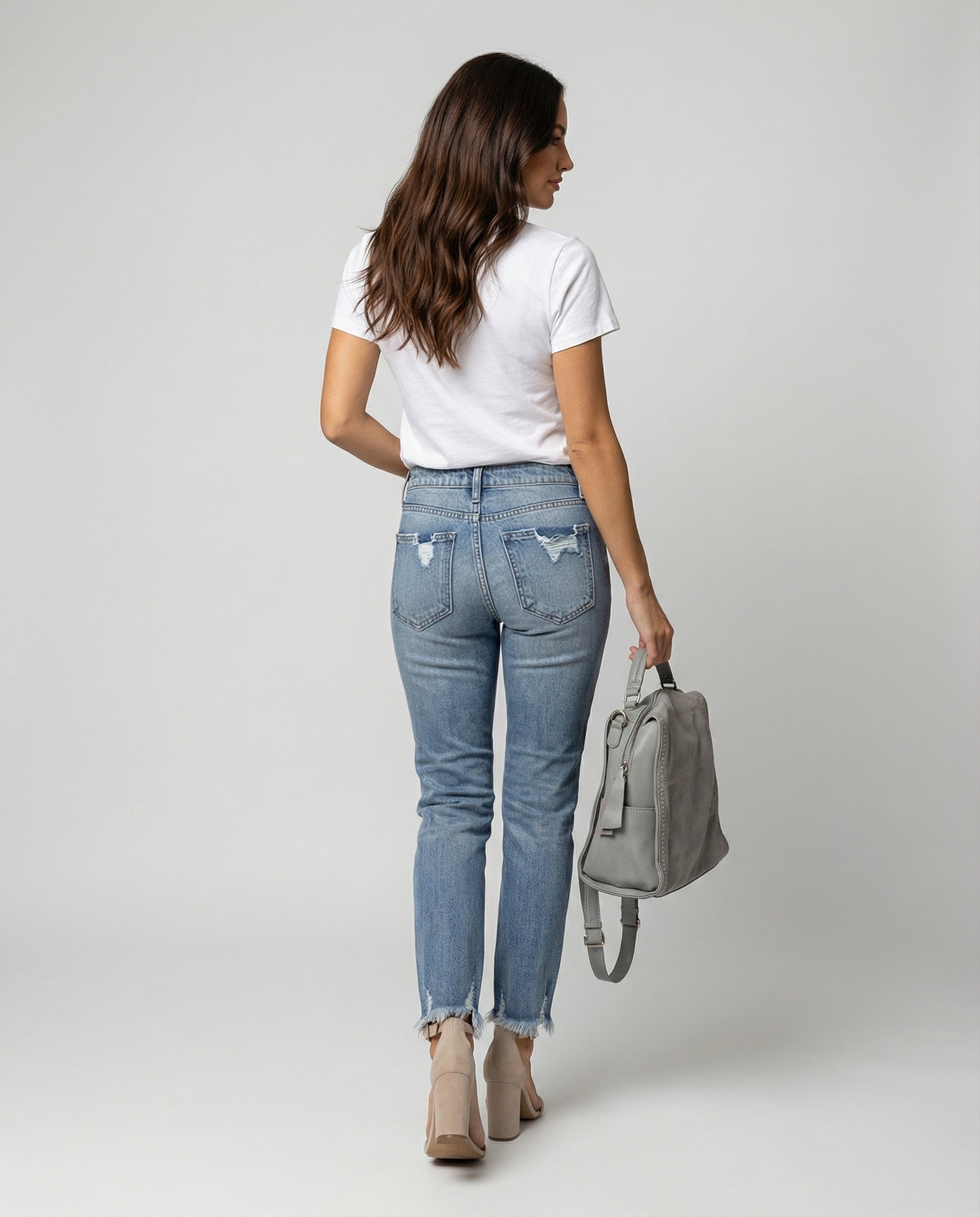 Damen Slim Fit Jeans mit Destroyed Details im Used-Look | R&B