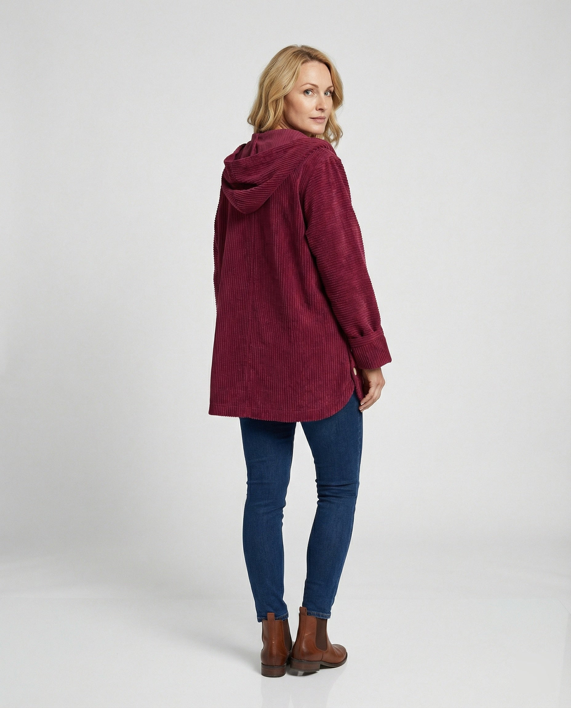 Damen Cord-Kapuzenjacke