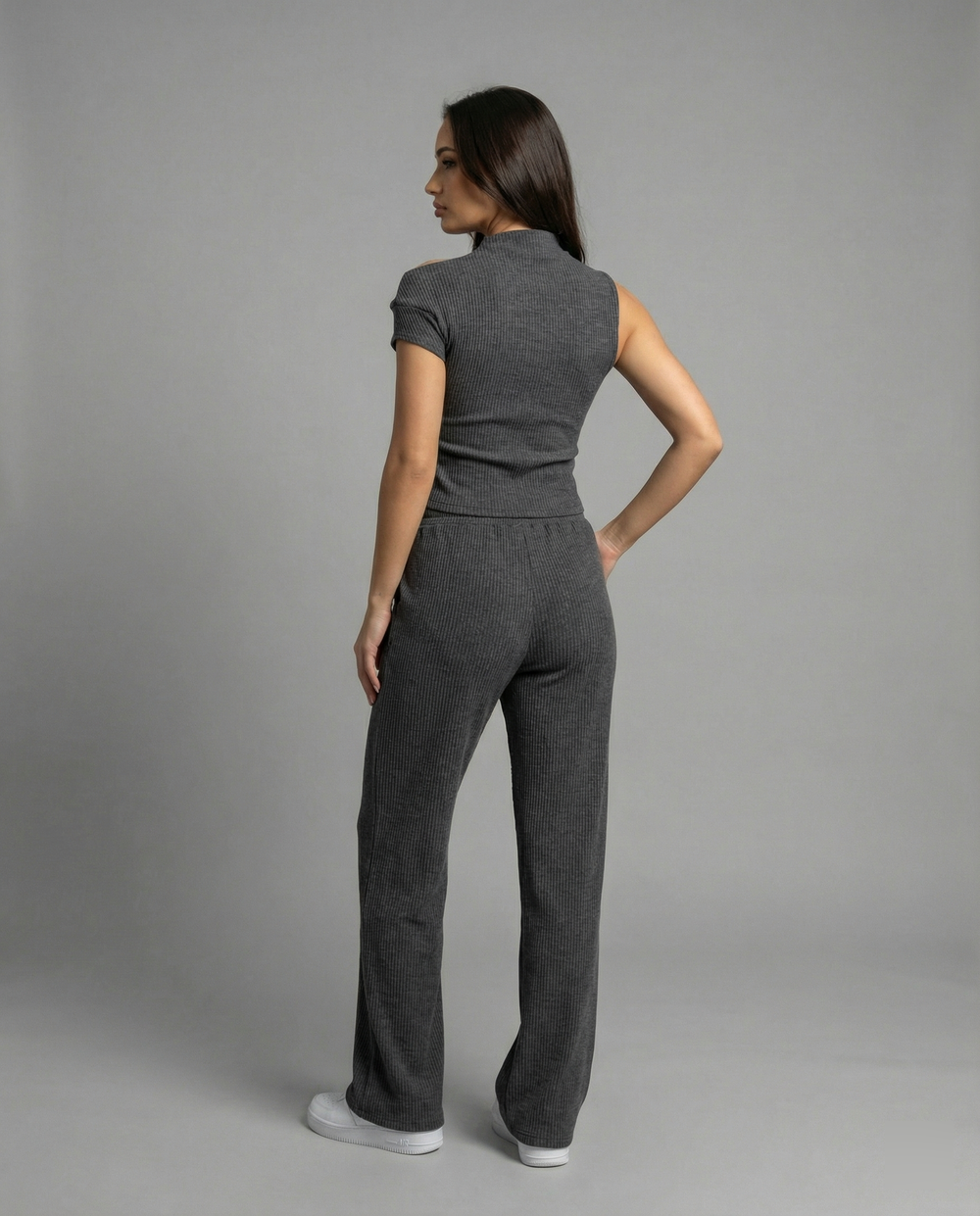 Damen Off-Shoulder Jumpsuit mit elastischem Bund und lässigem Schnitt R&B