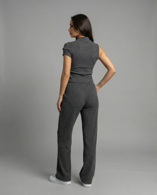 Damen Off-Shoulder Jumpsuit mit elastischem Bund und lässigem Schnitt R&B