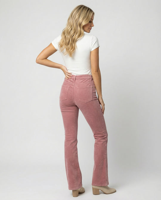 Damen Flared Cord-Hose mit hohem Bund und weichem Material R&B